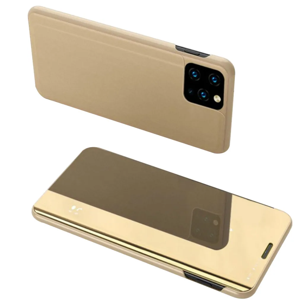 Чехол для Iphone 11 Pro 5,8 дюймов, защитный чехол для телефона, роскошное зеркальное покрытие, кожаный чехол-подставка