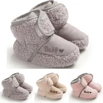 

0-18M Toddler Baby Winter Warm Snow Boots Infant Newborn Boys Girls Booties Soft Sole Crib Cotton Soft Bottom Shoes Footwear