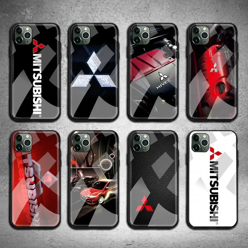 Чехол для телефона с логотипом автомобиля Mitsubishi закаленное стекло iPhone 11 Pro XR XS MAX