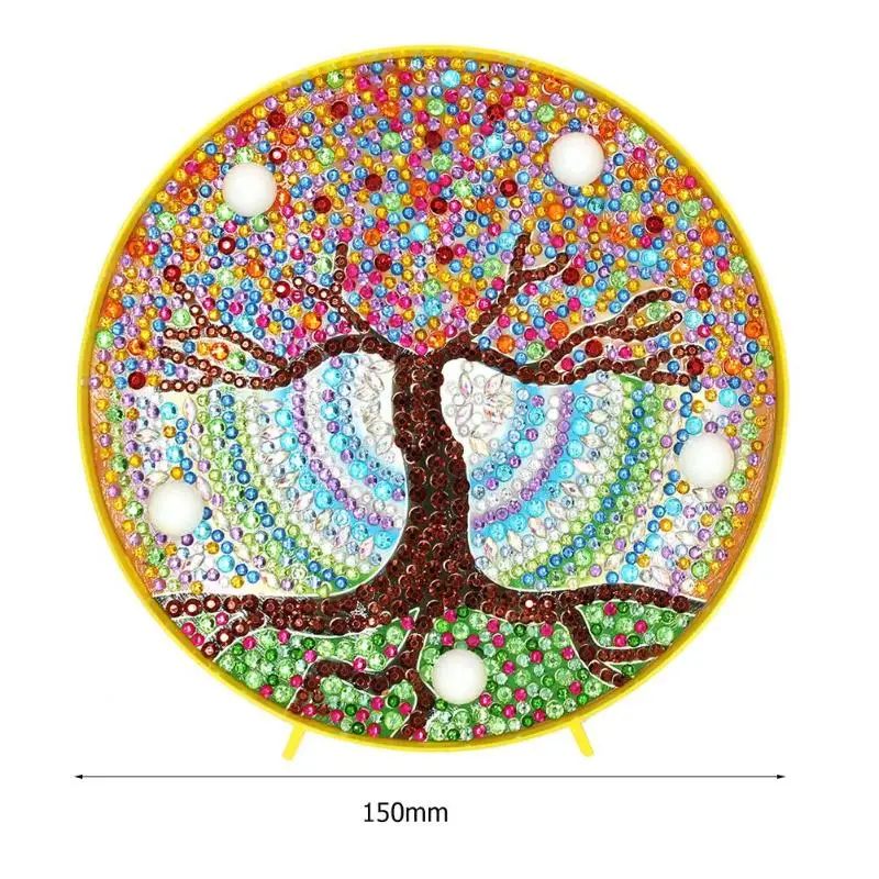 Круглый светодиодный светильник в виде мандалы для рукоделия с кристаллами, вышивка крестиком, полностью сверлильный светильник специальной формы, Подарочный ночник, домашний декор