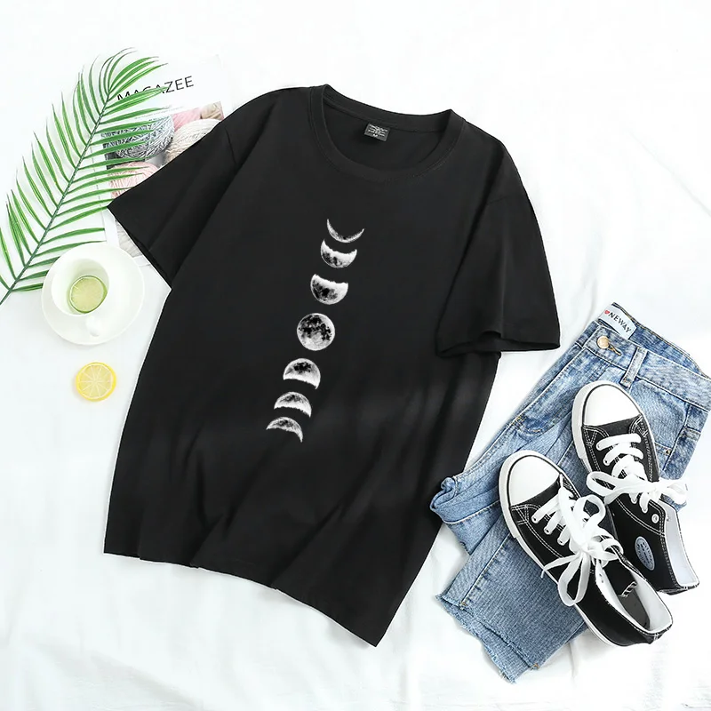 Женская футболка с принтом планеты Луны и из 100% хлопка | одежда