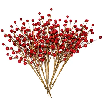 

12 Pack Christmas Decorations Artificial Red Berries Stems Waterproof Artificial Berries Branches for Christmas Wreath Holiday H
