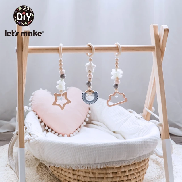 Let'S Make 3pc/Set Wooden Animal 3-12 Months Baby Toys Baby Rattles Crib Mobiles Wooden Teethers Baby Bed Hanging Rattles Toys 1