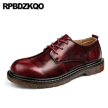 

business casual men shoes new brown comfort british style 2019 dress stylish flats lace up oxfords burgundy wedding designer