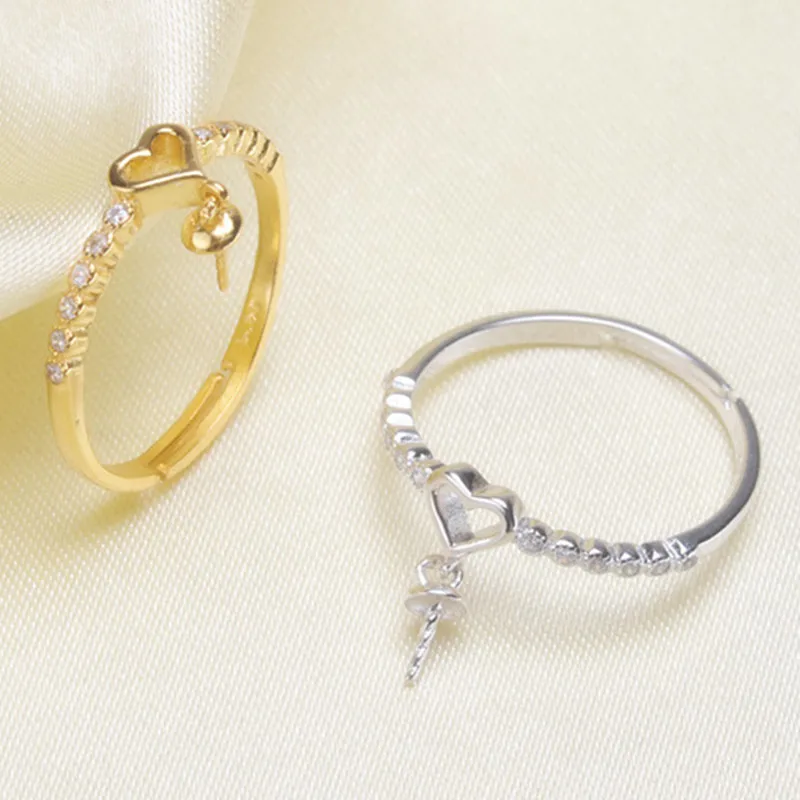 

New Listing 925 Silver Plating Flower Pearl Ring Round Empty Support Allergy Does DIY Jewelry Accessory Parts Hypoallergenic