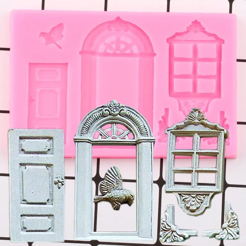 

Window Door Frame Border Silicone Mold Birds Candy Chocolate Baking Molds Cupcake Topper Fondant Wedding Cake Decorating Tools