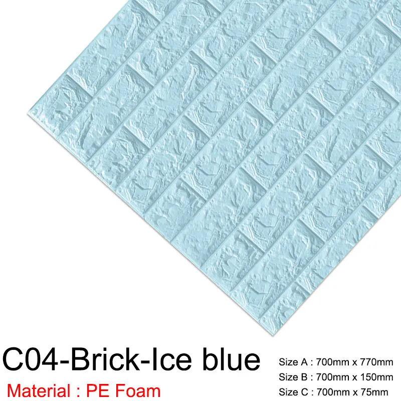C04-Brick-Ice blue 3D стикер на стену s мраморный кирпич водостойкая настенная бумага самоклеящийся Декор Фон для детской комнаты Гостиная Наклейка на стену - Цвет: C04-Brick-Ice blue