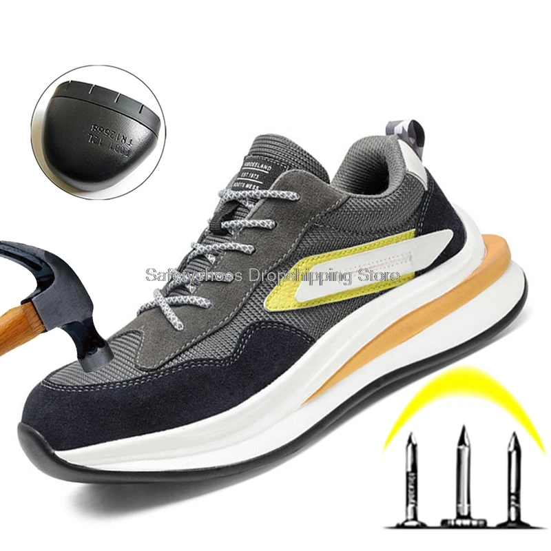 Zapatillas de trabajo transpirables para hombre, zapatos de seguridad  ligeros con punta de acero, zapatos de entrecasa kevlar, botas de seguridad  protectoras - AliExpress Calzado
