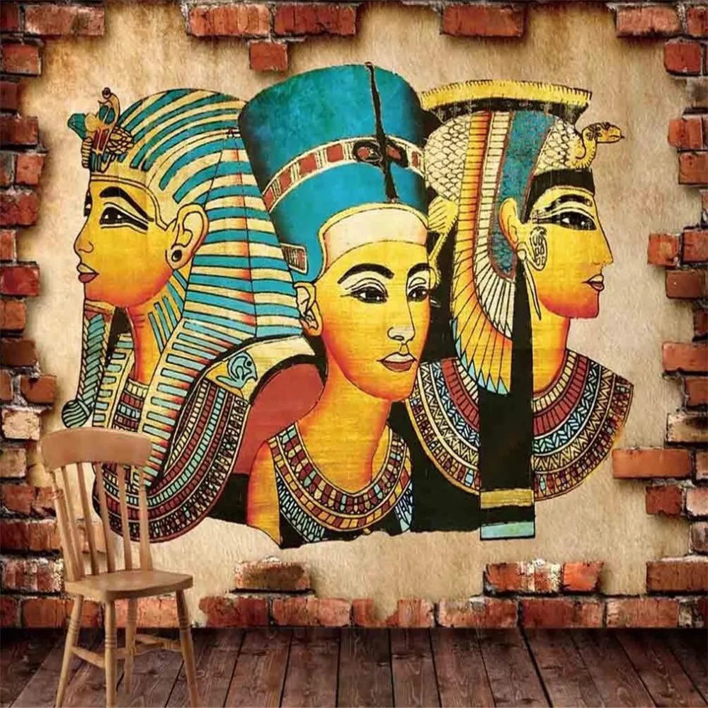 

Dropship Custom 3D Wallpaper Mural Vintage Egyptian Queen Brick Wall Living Room Background Wall Decorative Painting Wallpaper