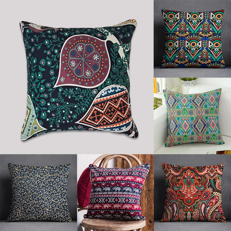 

Environmental Printing Cushion Cover Cotton Canvas Sofa Bed Pillowcase Office Nap Pillowcase For Decorative Slip Cover