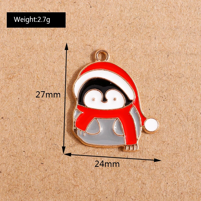 10 stücke Emaille Weihnachten Charms Glocken Santa Claus Schneemann Anhänger für Schmuck Herstellung Halskette Ohrringe DIY Armband Zubehör – Detail 12