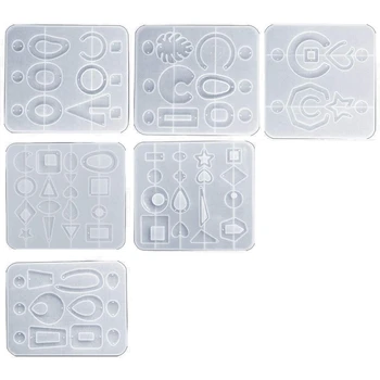 

6 Pcs Epoxy Resin Molds Earring Molds Silicone Mold Jewelry Molds for DIY Earring Necklace Pendant Craft