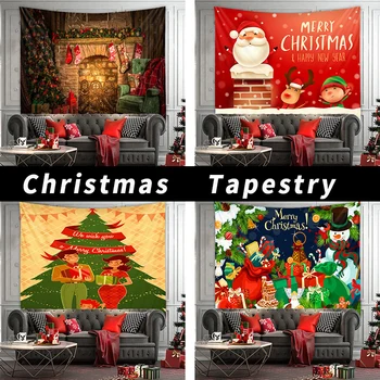 

Christmas Lovely Santa Prints Tapestry New Year Wall Home Wall Hanging Cloth Throw Rug Blanket Camping Tent Tapestry
