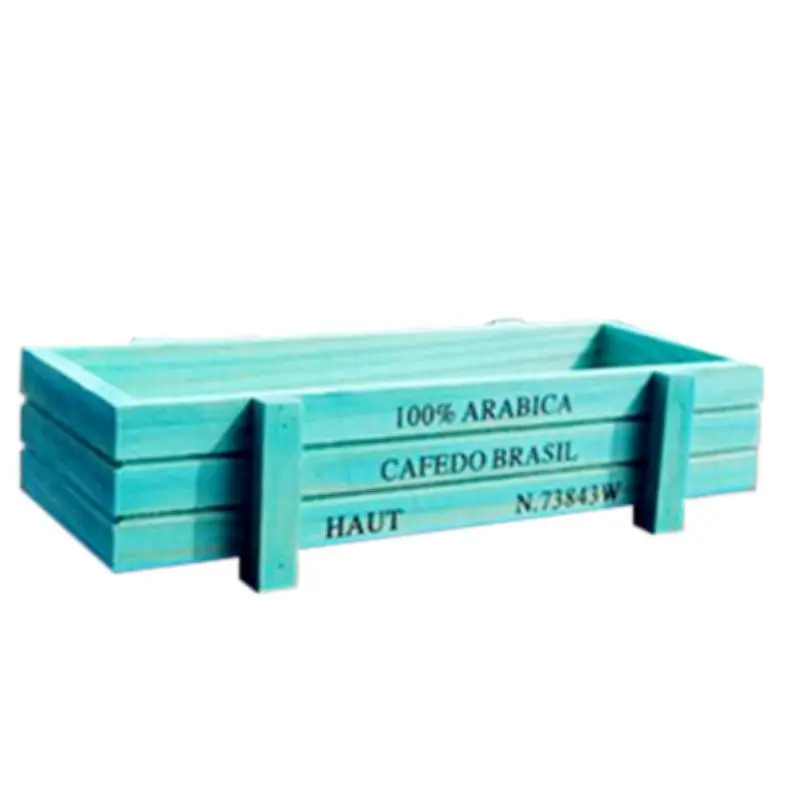 1 Pastoral Wood Flower Plant Pots Vintage Succulent Wooden Boxes Plant Container Rectangular Table Flower Pot Garden Decoration - Color: 1