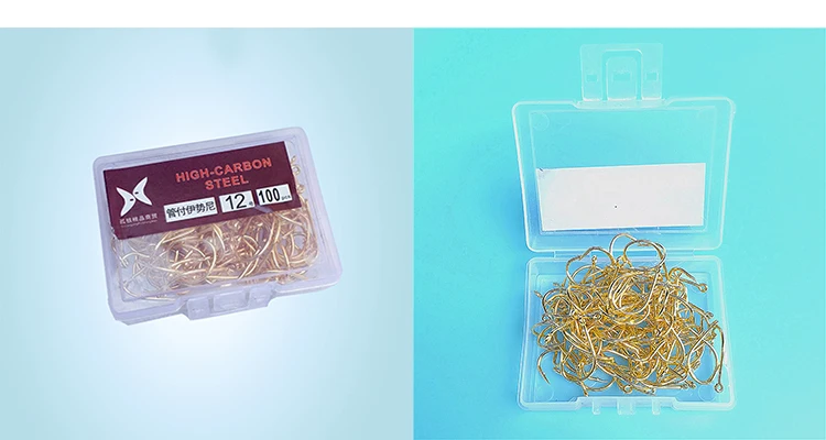 50~100PCS Carbon Steel hooks boxed with holes barbed hook fishing gear fishing supplies Reservoir Pond Lake River