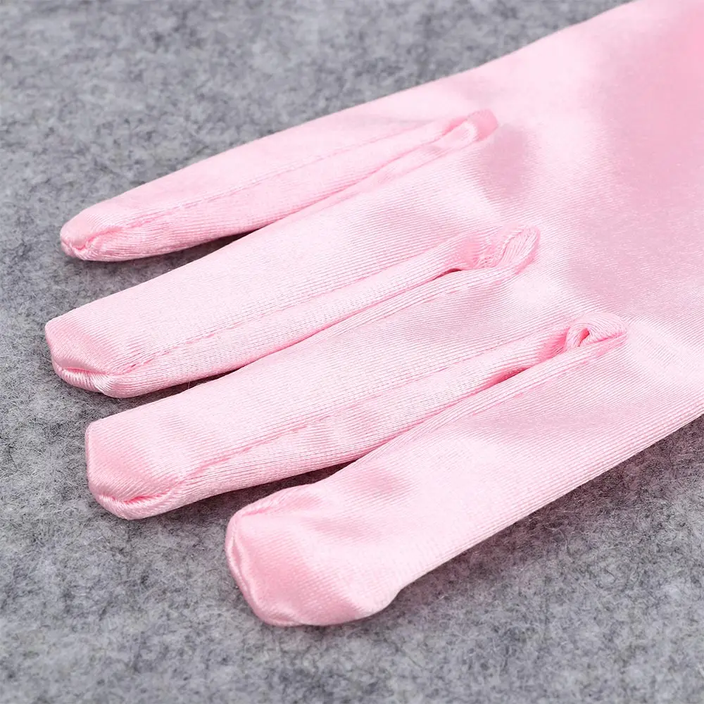 1 Pair Short Elegant Gloves Brief Elastic Silks Satins Party Paragraph Lady Gloves For Princess Dress Accessories Girls