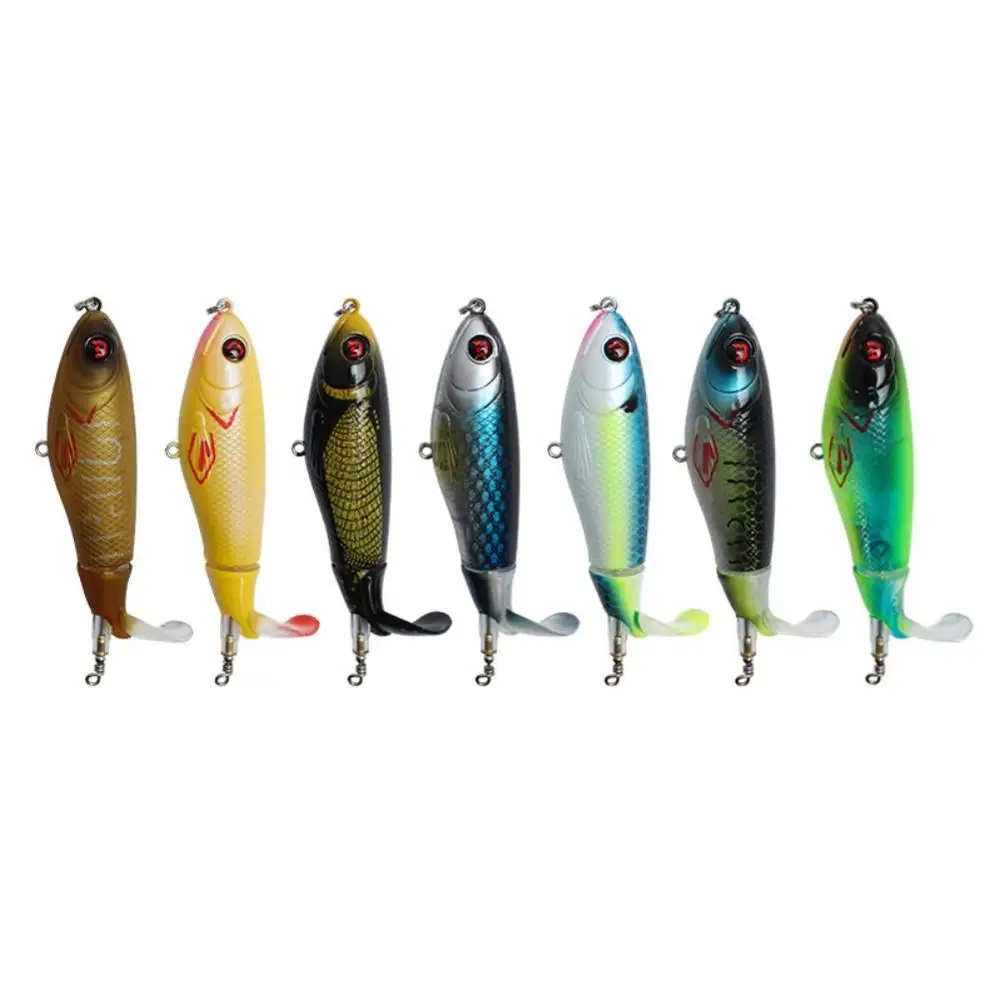 Artificial Lure Topwater Fishing Hard Bait 3D Eyes Plopper Soft Rotating Tail Tackle Fish Accessories | Спорт и развлечения
