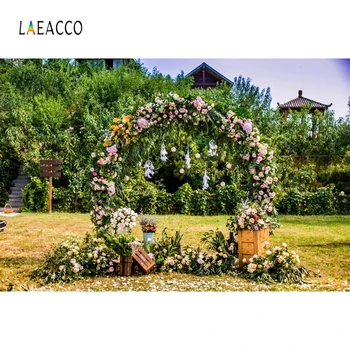 

Laeacco Forest Trees Flowers Blossom Pergola Grassland Light Photography Backdrops Photo Backgrounds Wedding Birthday Photophone