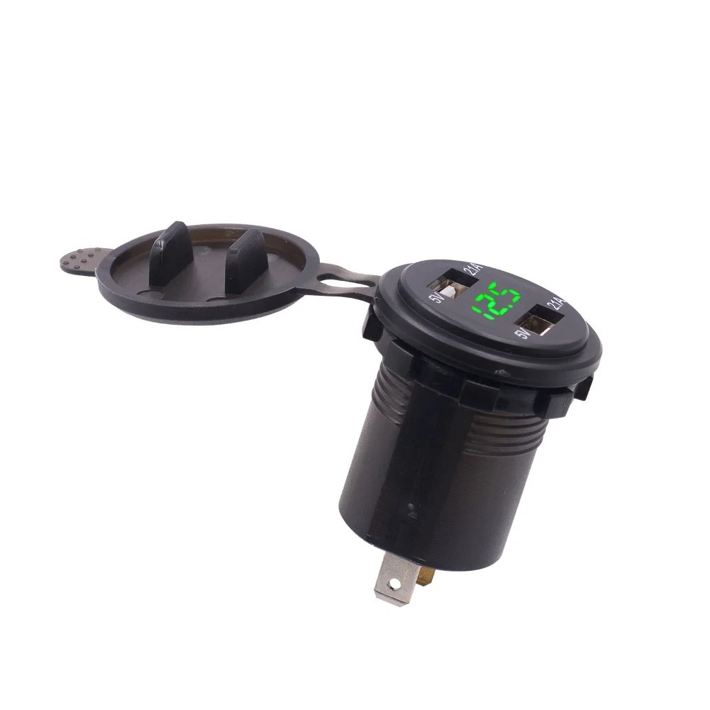 Автомобильное usb зарядное устройство DC 12-24 В, светодиодный вольтметр для автомобиля, мотоцикла, 4.2A, двойное USB зарядное устройство для телефона, планшета, зарядное устройство, кабель