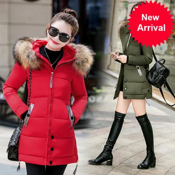

Jacket Women Winter Big Fur Hooded Parka Long Coats Cotton Padded Ladies Winter Coat Women Warm Thicken Jaqueta Feminina Inverno