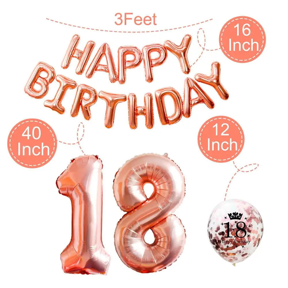PATIMATE счастливые декорации дня рождения взрослые 18-именинные воздушные шары сладкие 18 Вечерние Декорации 18 сувениры для вечеринки ко дню рождения фестиваль