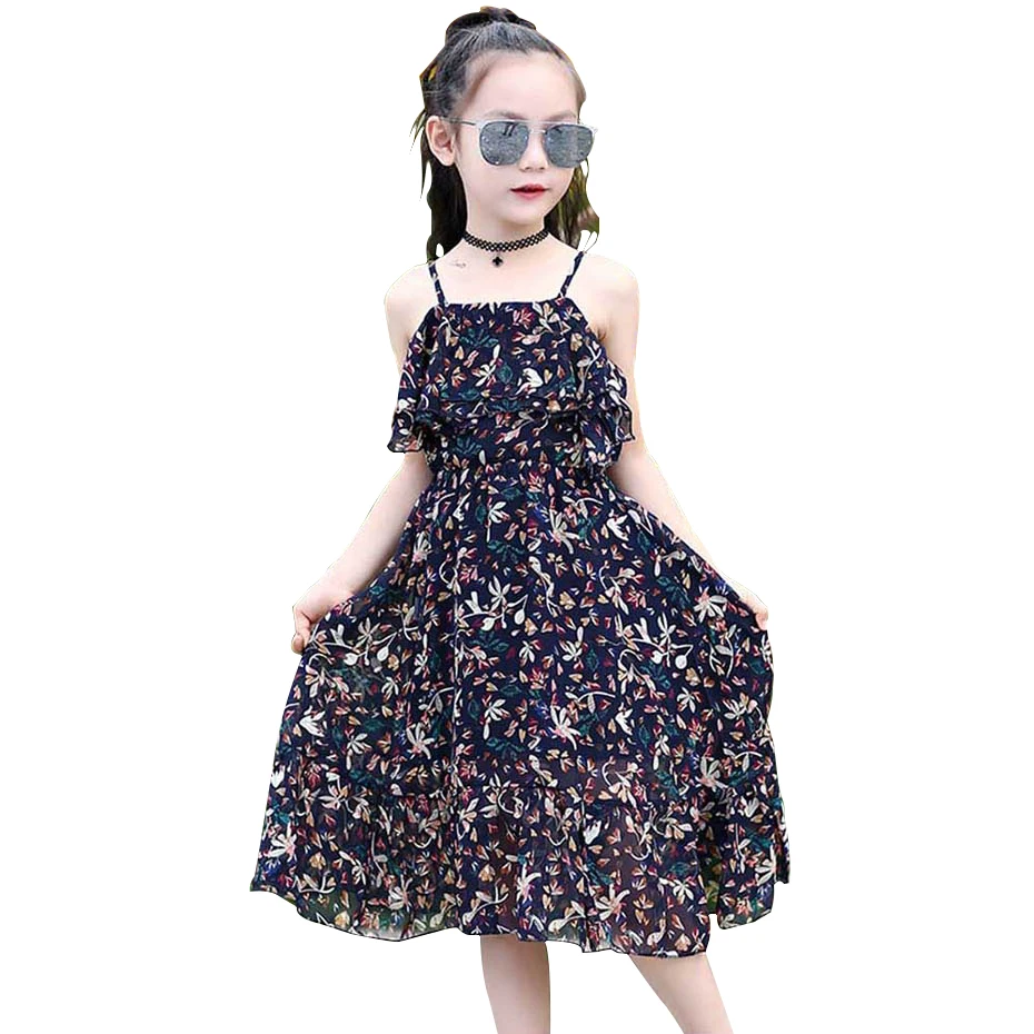 Girls Sarafans Sundress Summer Clothes For Teenage Bohemia Flower Dress 8 10 12 14 Year Kids | Детская одежда и обувь