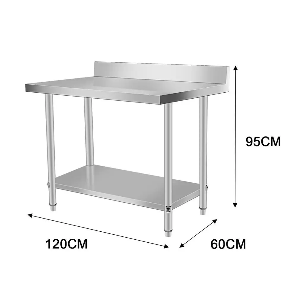  Stable Large Stainless Steel Two Layers Kitchen Work Bench Commercial Catering Stand Table Food Mak - 4000163408277