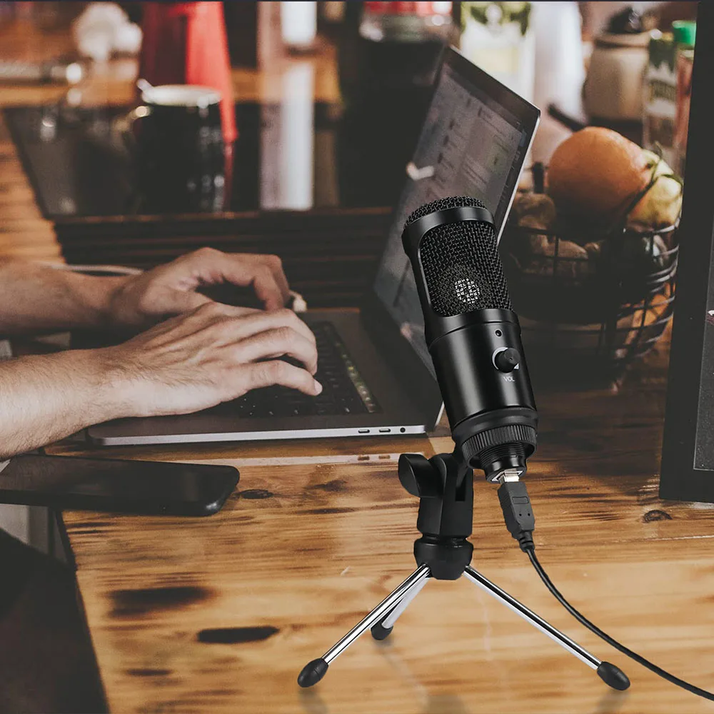 Andoer записывающие микрофоны USB Стенд настольный мини металлический штатив для ноутбука ПК Tab-let Запись микрофон фотография домашний вокальный