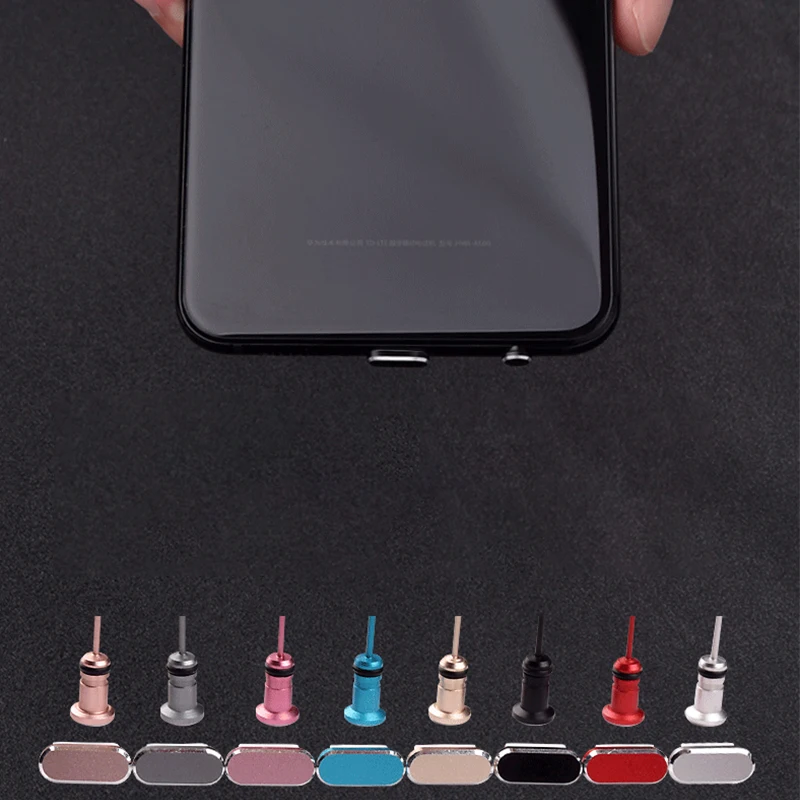 

Universal Metal Charging Port + Earphone Port Dust Plug Replacement for Type-c Mobile Phone 3.5mm Headset Stopper
