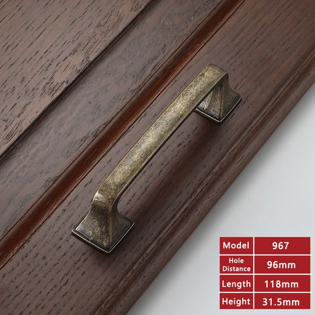 AOBT Retro Metal Antique Brass 96mm 128mm Kitchen Cabinet Door Handle Furniture Drawer Knobs Wardrobe Cupboard Pulls Handles 610 967-96 mm