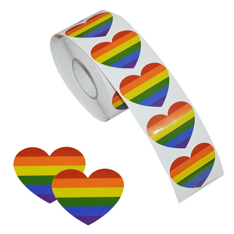 ELEG-Gay Pride Stickers-500-наклейки Love Rainbow в форме сердца, Pride этикетки типа «флажок» для подарков, рукоделия, запечатывания конвертов