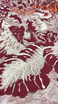 

top quality Modern design French net lace fabric African Flower mul ti color embroidery tulle lace fabric for ladies dress