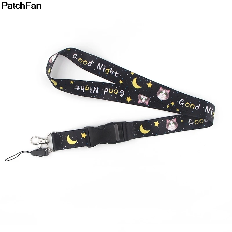 20 шт./лот A2419 Patchfan мультяшный Кот тег ремень шеи ремешки для безопасности отрыва для мобильного телефона USB ID бейдж держатель ключа