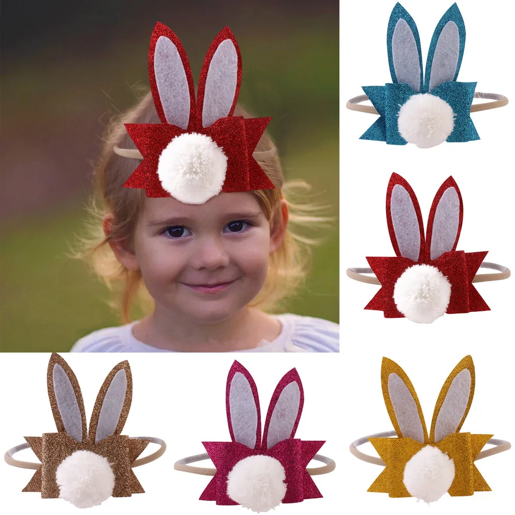 Baby plush rabbit ear hair ring hair accessory Baby Toddler Girls Kids Bow Knot Turban Headband Hair Band Child 