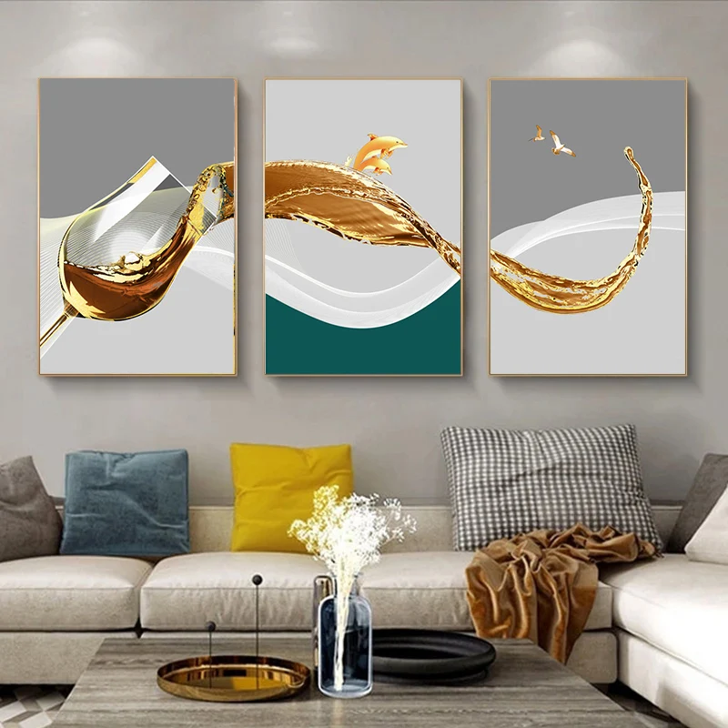 Винные бокалы картины на холсте абстрактные из 3 частей настенные художественные