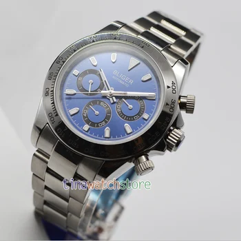 

Bliger 39mm Automatic Mechanical Men Watch Luxury Stainless Steel Multi-function Auto Sport Sapphire Glass Wristwatch Men