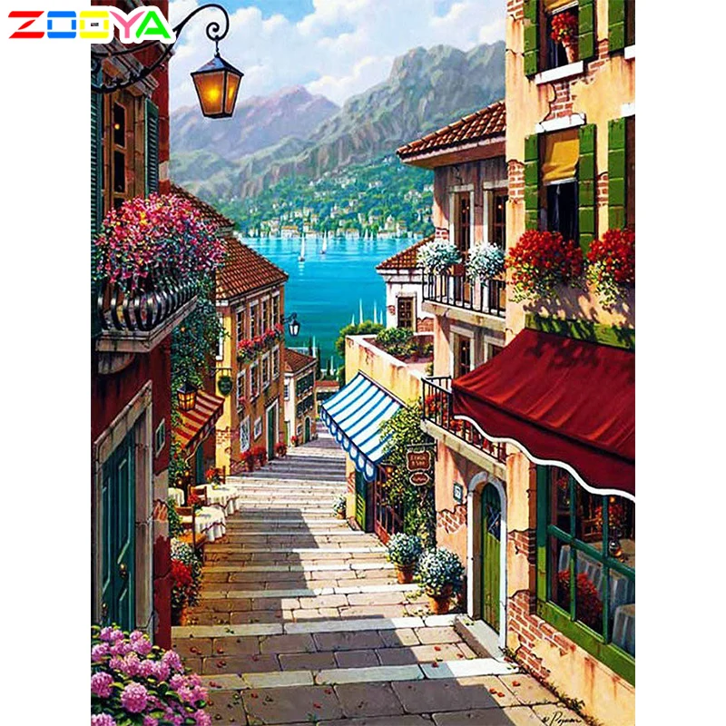 Zooya 5D Diy алмазная живопись полный квадратный пейзаж полная Алмазная Вышивка Полный комплект Алмазная мозаика полный макет подарок Zh004 - Цвет: ZH004-1