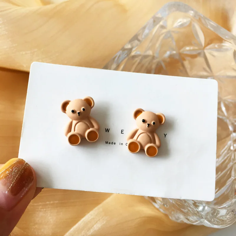 Japanese Cute Cartton Animal  White Rabbit Bear Clip on Earrings Pink Sakura Cat Clip Earrings Without Piercing for Women Girls 