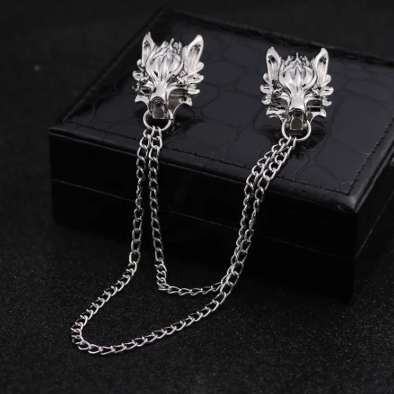 1 шт. металлическая заколки с животными в стиле панк головой дракона мужские