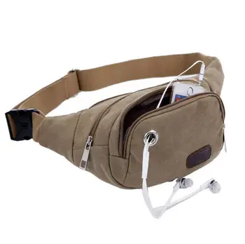 

New fashion canvas men's bag leisure men and women outdoor sports chest bag trend men and women canvas belt bag