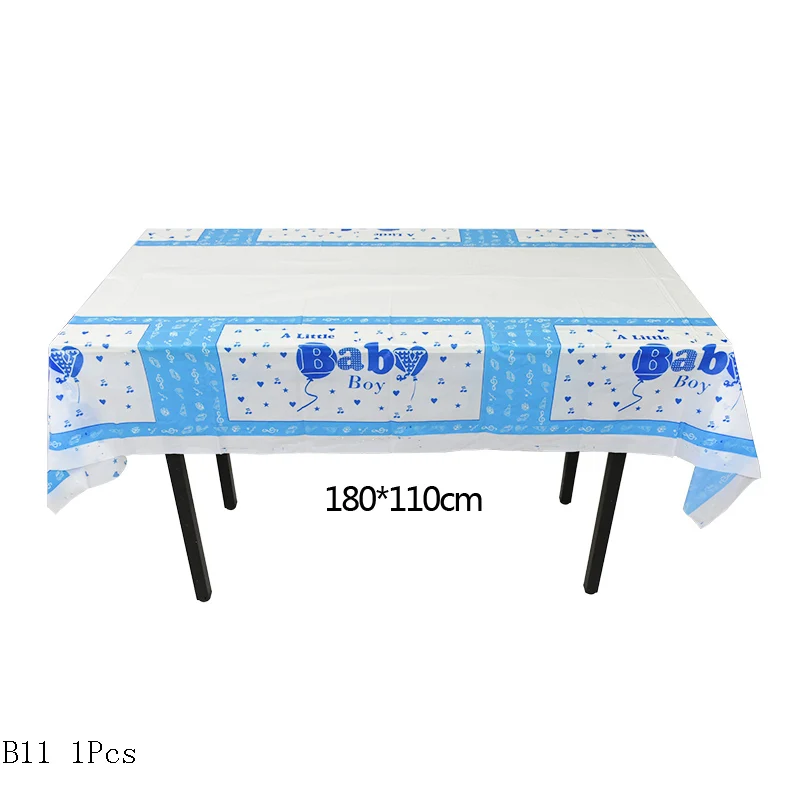 B11 Boy or Girl Baby Shower Disposable Tableware Gender Reveal Cup Plate Napkin Tablecloth Garland Birthday Party Decoration - Color: B11