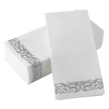 

100-Pack Disposable Paper Towels Napkins,Paper Guest Towels for Kitchen Parties Weddings Dinners or Events(Silver)