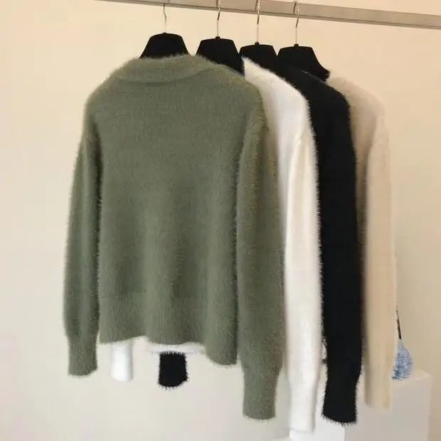 New Solid Elegant Women Cardigans Casual V-Neck Cashmere Knitted Women Sweaters Coat Slim Autumn Winter Outwear Clothes Female