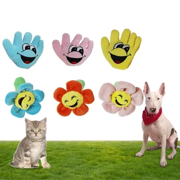 

11*11cm Pets chew sound toy smiley slap in the face Smiling Flower Plush Squeaking Pet Dog Toys Good for Pets