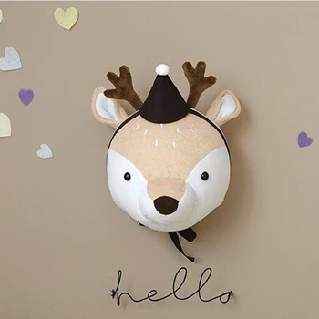 

Plush Animal Heads Elephant Bear Deer Wall Decor For Children Baby Girl christmas Birthday stuffed Toys Nursery Room Decoration
