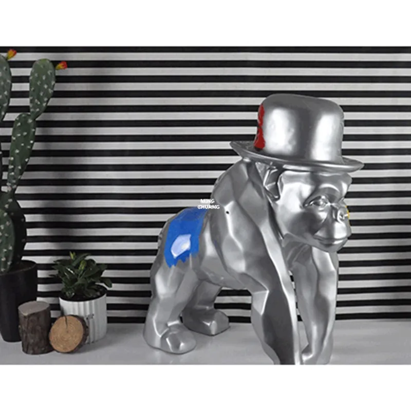 2" креативный статуя животного мультфильм с капюшоном Горилла домашнее украшение для дома, сада бюст украшения анимационная фигурка GK игрушка 60 см коробка V106 - Цвет: Черный