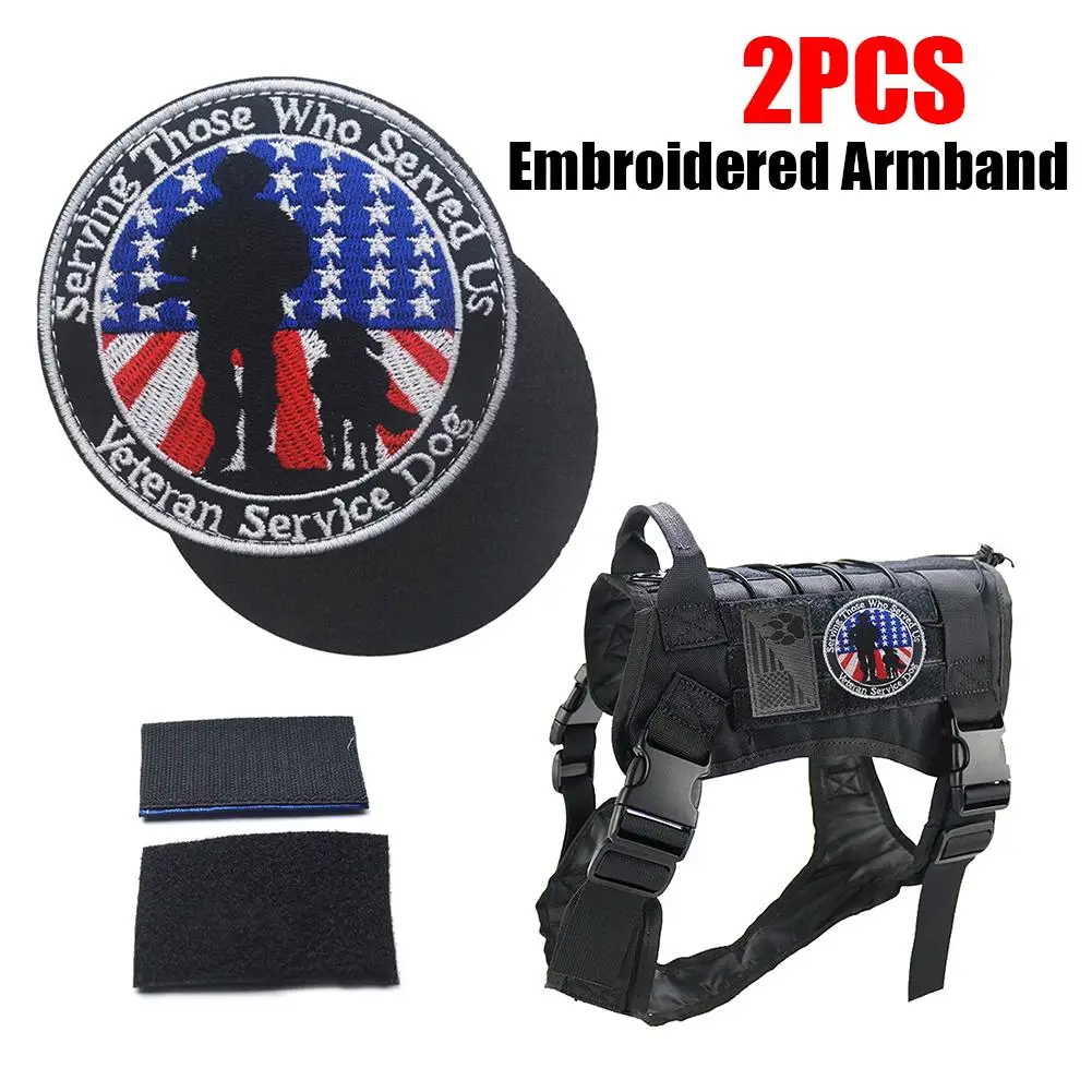 

2PCS DIY Embroidery Badge Veteran Service Dog American Embroidery Armband Backpack Sticker Handicraft & Sewing Supplies