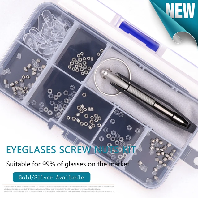 Óculos de óculos Repair Kit Parafusos Pequenos Porcas Arruelas Com  Almofadas Do Nariz Chaves De Fenda