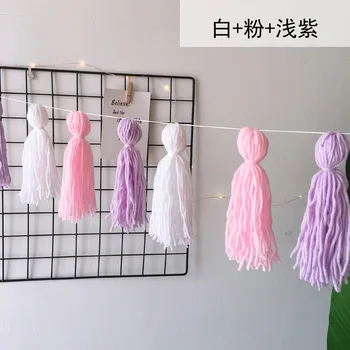 

INS Bed Hanging Baby Room Child Decoration Children's Room Decoration Macarons Handmade Wool Tassel Ornament for baby decor