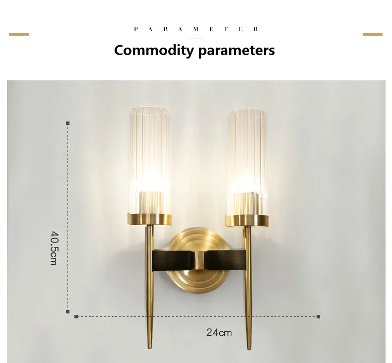 Nordic Simplicity Copper Wall Lamp Glass Lantern Golden Completed Luxury Atmosphere Living Room Decoration Wall Sconce Restaura